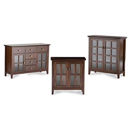 SIMPLIHOME Artisan Solid Pine Wood 54 inch Contemporary Sideboard Buffet Credenza in Russet Brown features 2 Doors, 6 Drawers and 2 Cabinets with Large storage spaces SIMPLIHOME