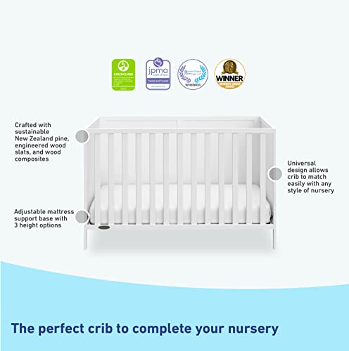 Graco Theo 3-in-1 Convertible Crib (White) - GREENGUARD Gold Certified, Converts to Toddler Bed & Daybed, Fits Standard Full-Size Crib Mattress, 4 Adjustable Mattress Heights Graco