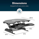 Vari - VariDesk Cube Corner 36 - Cubicle Standing Desk Converter for Dual Monitors - Home Office Desk with 11 Height Adjustable Settings, Spring-Assisted Lift, Weighted Base - Fully Assembled, Black VARIDESK