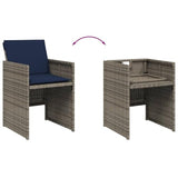 vidaXL 11 Piece Patio Dining Set with Cushions - Gray PE Rattan, Acacia Wood Tabletop, Foldable Chairs, and Stools - Ideal for Outdoor, Garden, and Patio vidaXL