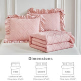 Tufted Ruffle Comforter Set Twin Size, 3 Pieces Blush Pink Ruffled Farmhouse Comforters, Luxury Solid Soft and Embroidery Shabby Chic Boho Bohemian Bedding Set for Girls (1 Comforter + 2 Pillowcases) Flysheep
