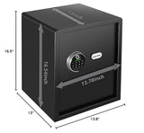 Biometric Home Safe, Fingerprint Gun Safe Lock Box,Money Box for Jewelry Handgun Cash Valuables,Perfect for Home/Office/Hotel, Black, 1.55 Cubic Feet VoleStay
