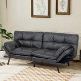 MUUEGM Futon Sofa Bed Convertible Couch,Memory Foam Futon Sofa Couch,Sleeper Futons Sofa Couches,Small Splitback Modern Loveseat Sofa Bed for Living Room,Office,Apartment,Faux Leather,Matte Black. MUUEGM