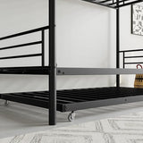 Bellemave Metal Bunk Bed with Trundle, Twin Over Twin Bunk with Guardrail and Ladder for Kids/Teenagers, Adults, No Box Spring Needed, Black with Ladder Bellemave
