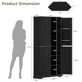 IRONCK Corner Cabinet, 72" Kitchen Pantry Cabinet, 6-Tier Freestanding Farmhouse Pantry with 2 Adjustable Shelves, 240°Swivel Doors, 2 Doors Storage, Spacious Hutch for Kitchen, Living Room, Black IRONCK