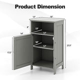 CLEEMAN Bathroom Storage Cabinet, Freestanding Wooden Bathroom Floor Cabinet with Door, Open Shelf, 3-Level Adjustable Shelf, Multipurpose Side Storage Organizer for Living Room, Kitchen (Grey) CLEEMAN