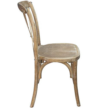 EMMA + OLIVER Natural with White Grain X-Back Chair