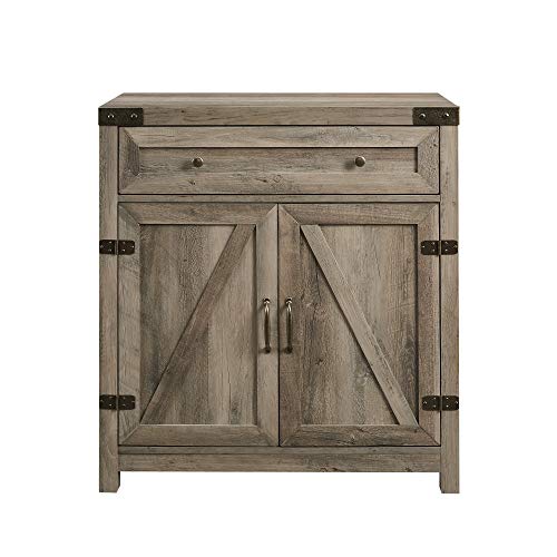 Walker Edison Cass Modern Farmhouse Double Barn Door Accent Cabinet, 30 Inch, Grey Wash Walker Edison