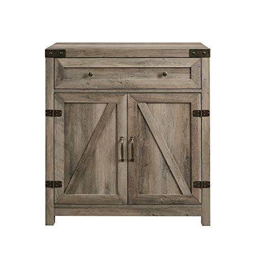 Walker Edison Cass Modern Farmhouse Double Barn Door Accent Cabinet, 30 Inch, Grey Wash - WoodArtSupply