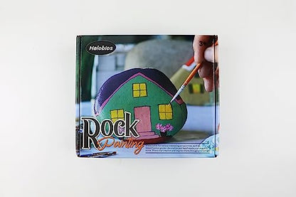 Halobios Rock Painting Kit, 55Pcs Rock Painting Supplies, Craft Kits with 12 Rocks, Painting Rocks for Adults, Arts and Crafts for Kids Ages 6-12, Art Supplies for Birthday Children's Day Gif - WoodArtSupply