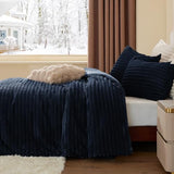 BEDELITE Fleece Twin Comforter Set -Super Soft & Warm Fluffy Navy Blue Bedding, Luxury Fuzzy Heavy Bed Set for Winter with 1 Pillow case BEDELITE