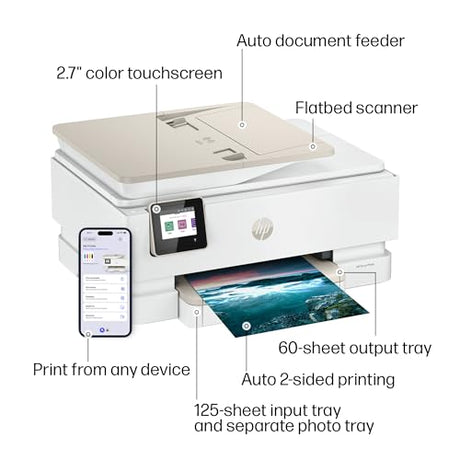 HP Envy Photo 7975 Wireless Color Inkjet Photo Printer, Print, scan, Copy, Easy Setup, Mobile Printing, Best-for-Home, 3 Month Instant Ink Trial Included, AI-Enabled (B63K3A) HP