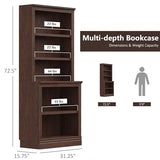 JAHRSTIM Dark Cherry 5-Tier Floor Standing Bookshelf for Home and Office Storage JAHRSTIM