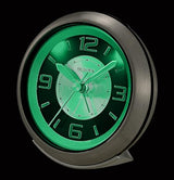 Bulova - 3.75" W x 3.75" H B5027 Lite Night Alarm Clock | Brushed Silver-Tone Case | Illuminated Dial | Luminous Hands | Quiet Sweep | Snooze Function Bulova