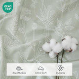 Homilay 100% Natural Cotton Percale Sheets Set,Full Size 4 PC, Breathable&Durable Hotel Quality Bedding, 16" Deep Pocket Botanical Floral Bedsheets,Sage Green Homilay