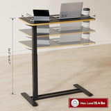 SANODESK Medical Adjustable Overbed Bedside Table with Hidden Casters, Pneumatic Mobile Laptop Computer Standing Desk Cart with Tray, Hospital and Home Use(31.5" W x 17.7" D, Black) SANODESK