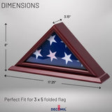 DECOMIL - 3'x5' Flag Display Case | Flag Shadow Box (Not for Burial Funeral Flag), Small Flag Display Case ,Solid Wood, Cherry Finish DECOMIL