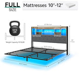 YITAHOME Full Floating Bed Frame & Charging Station, Upholstered Platform Bed with Headboard Storage, No Box Spring Needed,Gray YITAHOME