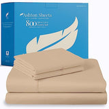 Ashton Sheets 100% Egyptian Cotton Sheets Full Size - 800 Thread Count 4 PC Deep Pocket Full Size Sheets Set, Silky Soft Cooling Sateen Weave Luxury Hotel Sheets, Fits Mattress Upto 18" - Taupe Ashton Sheets