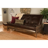 Kodiak Tucson Queen Futon Frame and Mattress Set - Wood Futon with Mattress Included in Java Brown Color Faux Leather Mattress Kodiak Furniture