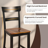 Giantex Farmhouse Wooden Bar Stools Set of 4 - 24.5" Counter Height Dining Chairs in Black Giantex