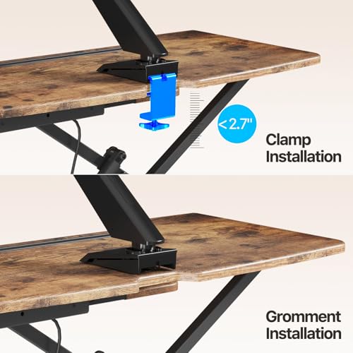 JYLH JOYSEEKER Standing Desk Converter 32 inch, Height Adjustable Sit Stand Desk Riser, Quick Sit to Stand Desktop Dual Monitor Riser Workstation for Home Office with Keyboard Tray, Rustic Brown JYLH JOYSEEKER