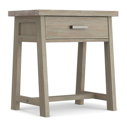 SIMPLIHOME Sawhorse SOLID WOOD 24 Inch Wide Modern Industrial Bedside Nightstand Table in Distressed Grey, For the Living Room and Bedroom - WoodArtSupply