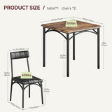SLEKVERSA 3-Piece Dining Table Set for 2, Kitchen Table Set with 2 Upholstered Chairs, Square Dining Table Set for Apartment, Studio, Small Space, Brown SLEKVERSA
