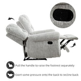 CANMOV Manual Recliner Chair, Classic and Traditional Manual Recliner Chair with Comfortable Arms and Back Single Sofa for Living Room, White Grey