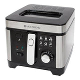 West Bend Deep Fryer with Adjustable Temperature Control Nonstick Basket Easy-View Window and Temperature Guide, Folding Handle and Locking Cover for Easy Storage, 3-Liter, Silver,Black, DFWB3LBK13 West Bend
