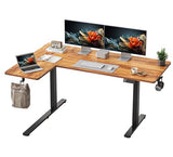 YIHAYO Reversiable L-Shaped Electric Standing Desk, 59 Inches Stand Up Corner Desk, Sit and Stand Up for Work Office Home, Ergonomic Rising Computer Table with Splice Board, Rustic Brown YIHAYO