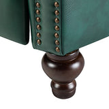 HULALA HOME Genuine Leather Wingback Recliner Chair with Thick Cushioned Seat, Traditional Push Back Leather Recliner with Nailhead Trim, Green
