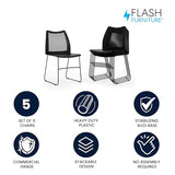 Flash Furniture Hercules Series Contoured Lobby Chairs with Air-Vent Honeycomb Backs, Ergonomic Stacking Chairs for Offices, Set of 5, Black