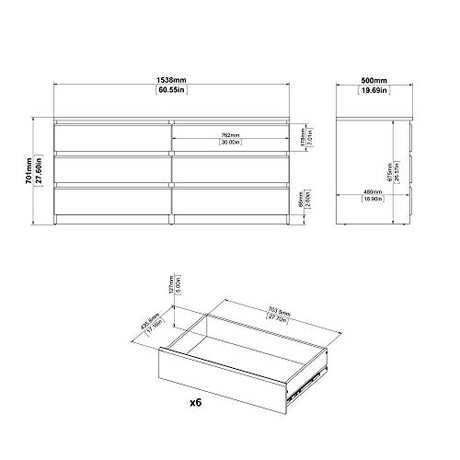Tvilum Scottsdale 6 Drawer Double Dresser, Truffle Tvilum