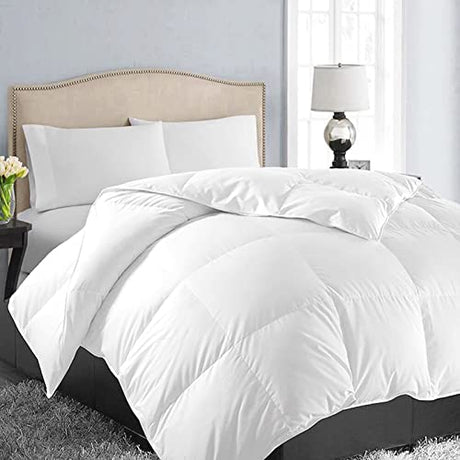 EASELAND King Size Down Alternative Comforter - Quilted Duvet Insert for All Seasons, Soft Lightweight with Corner Tabs, Summer Winter Warm Bedding, White 90x102 Inches EASELAND