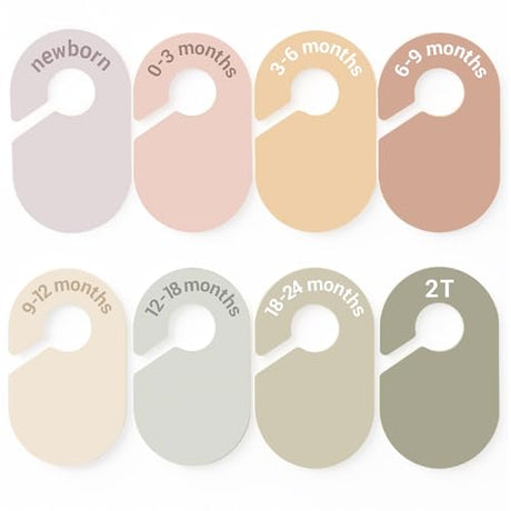 Baby Size Clothes Dividers for Closet: Nursery Age Hanger Organizer by Months for Boho Room Decor - Set of 8 Toddler Clothing Separators from Newborn to 2T Infant SCHOLOX