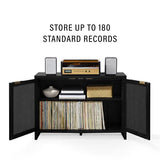 Crosley Furniture Kenji Media Console, Record Player Stand with Vinyl Storage, Modern Home Organizer, Black Crosley Furniture
