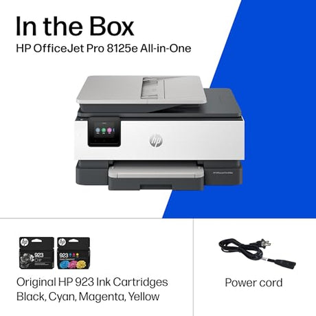 HP OfficeJet Pro 8125e Wireless All-in-One Color Inkjet Printer, Print, scan, Copy, ADF, Duplex Printing Best-for-Home Office, 3 Month Instant Ink Trial Included, AI-Enabled (405T6A) HP