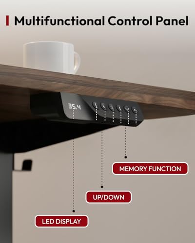 SANODESK Dual Motor Electric Standing Desk 79 x 32 Inches, Height Adjustable Sit Stand Desk with Large Splice Board for Home Office, Computer Workstation, Study & Gaming, Black Frame/Black Walnut Top SANODESK