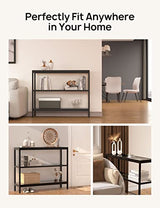Evajoy Console Table, 35" Entryway Table with 3 Tiers, Open Sofa Table with Tempered Glass for Living Room, Foyer, Entryway, Bedroom, Hallway, Black Evajoy