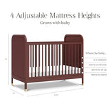 Namesake Brimsley Tambour 3-in-1 Convertible Crib in Crimson, GREENGUARD Gold Certified NAMESAKE