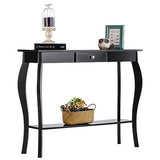 ChooChoo Narrow Console Table with Drawer, Chic Accent Sofa Table, Entryway Table, Black ChooChoo