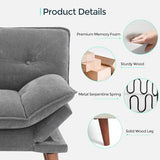 LINSY HOME Futon Sofa Bed, 70" Chenille Futon Couch with Adjustable Backrest Armrest, 3 in 1 Convertible Comfy Loveseat Sleeper Sofa Bed for Small Spaces Dorm Room Apartment Home Office, Dark Grey LINSY HOME