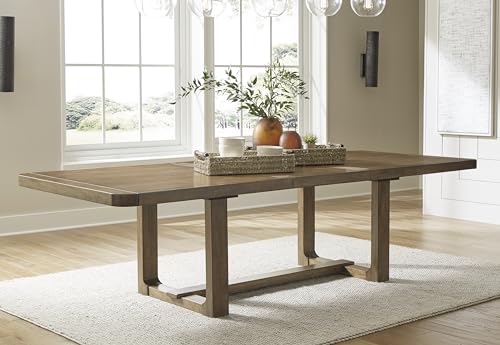 Signature Design by Ashley Cabalynn Farmhouse Dining Extension Table with 1 Removable Center Leaf, Light Brown Signature Design by Ashley