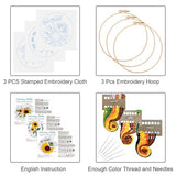 Louise Maelys 3 Sets Sunflowers Embroidery Kit for Beginners,Cross Stitch Kits for Adults with Summer Flowers Bee Stamped Pattern,Starters Needlepoint with Embroidery Instruction