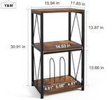 Y&M Record Player Stand with Vinyl Storage, 3-Tier Shelf Display Table for Album CD, Turntable Holder, End Table for Bedroom, Living Room, Office, Rustic Brown Y&M