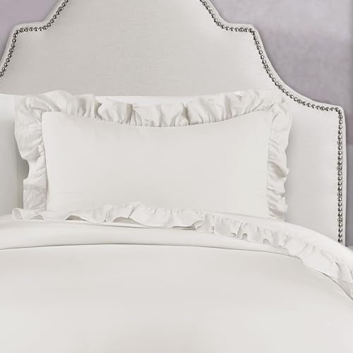 Lush Decor - Comforter Set, Soft Ruffled Bedding with Matching Sham, Cozy Essentials, Elegant Bedroom Decor (Reyna White, Twin XL) Lush Decor