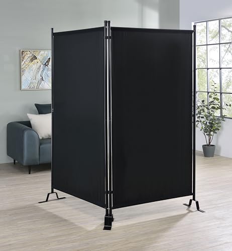 Proman Products - Galaxy II Section Divider, Water Repellent Fabric Room Divider with Black Powder Coated Metal Frame for Indoors or Outdoors, Large 74.25” Width (Black) Proman Products
