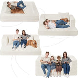 Cansunna Futon Sofa Bed with Pillow, 3-in-1 Sleeper Sofa Bed with Removable Cover, Convertible Floor Sofa Bed, No Assembly Boneless Couch for Living Room, Bedroom Cansunna