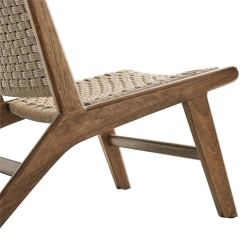 Modway Saoirse Woven Rope Wood Accent Lounge Chair in Walnut Natural